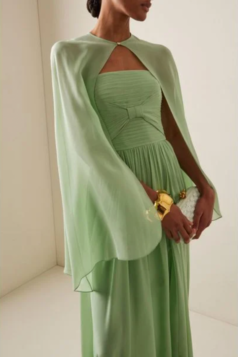 Scarf-Neck Strapless Silk-Georgette Gown Mademoiselle Scarf-Neck Strapless Silk-Georgette Gown Mademoiselle