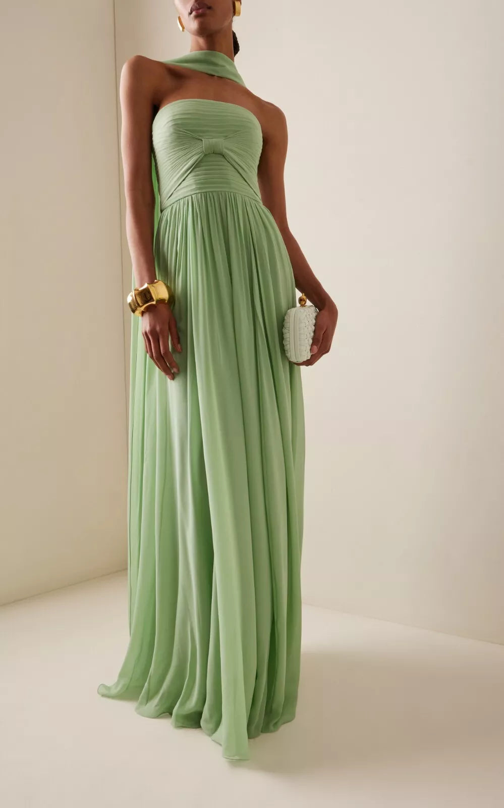 Scarf-Neck Strapless Silk-Georgette Gown – Mademoiselle