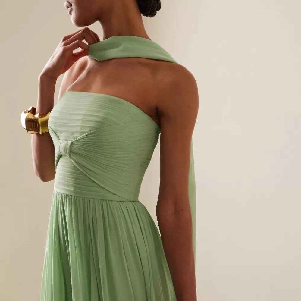Scarf-Neck Strapless Silk-Georgette Gown – Mademoiselle