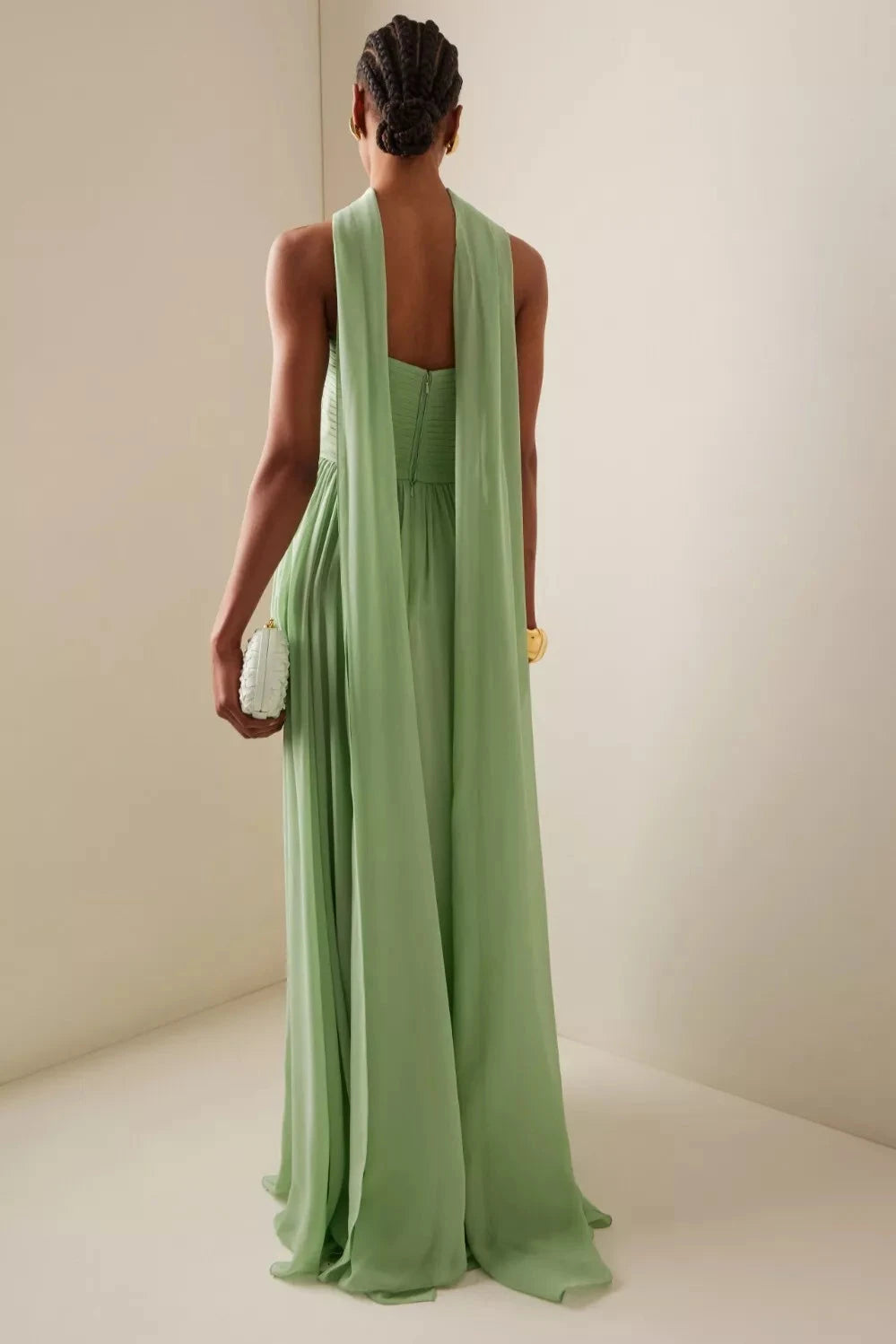 Scarf-Neck Strapless Silk-Georgette Gown – Mademoiselle